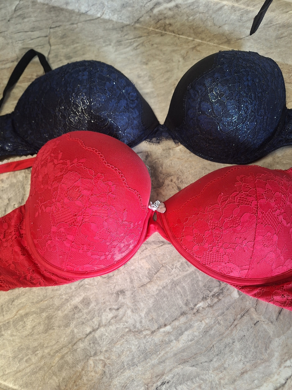 Victoria's Secret Lace Push-Up Bras in Red and Navy